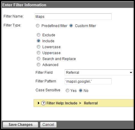 Google Analytics - Create Maps Filter