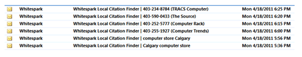 Emails from Whitespark Local Citation Finder