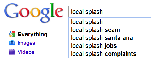 Screenshot of Google Autocomplete Scam Word Reappearing