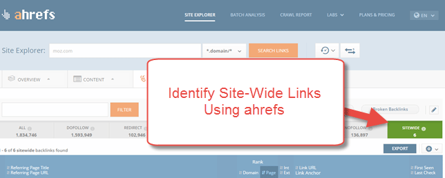 Identify Site-Wide Links in ahrefs