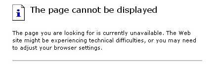 Example of a Default 404 Error on IIS