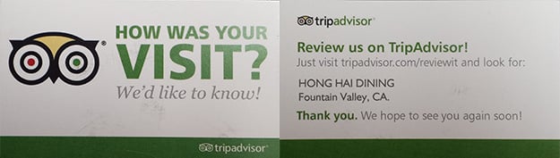 Example of Front and Back of TripAdvisor Business Card