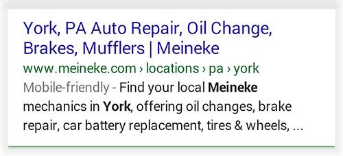 Google Results Example for Auto Repair