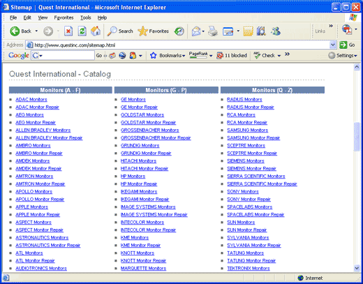 SEO Tip 8 - Create a Site Map - Example