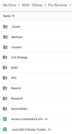 Google Drive Folder for an Attorney We Work With