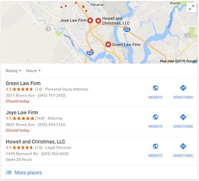 3-Pack Example - Local SEO for Lawyers